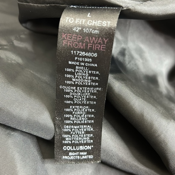 ASOS Collusion Puffer Jacket In Multi Print Mens Black And White Size L - Picture 10 of 11